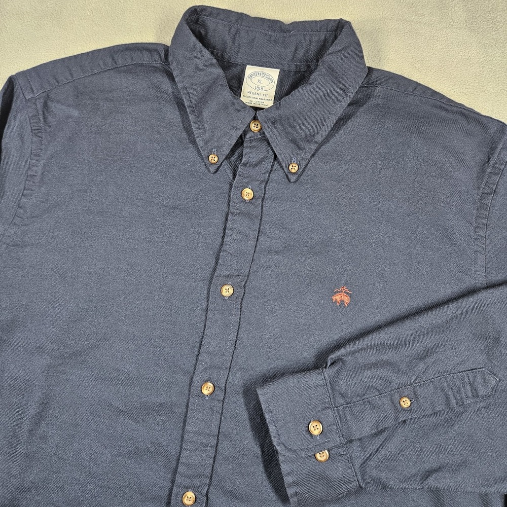 Brooks Brothers Regent Fit Mens XL Navy Blue Long Sleeve Button Down Logo Shirt